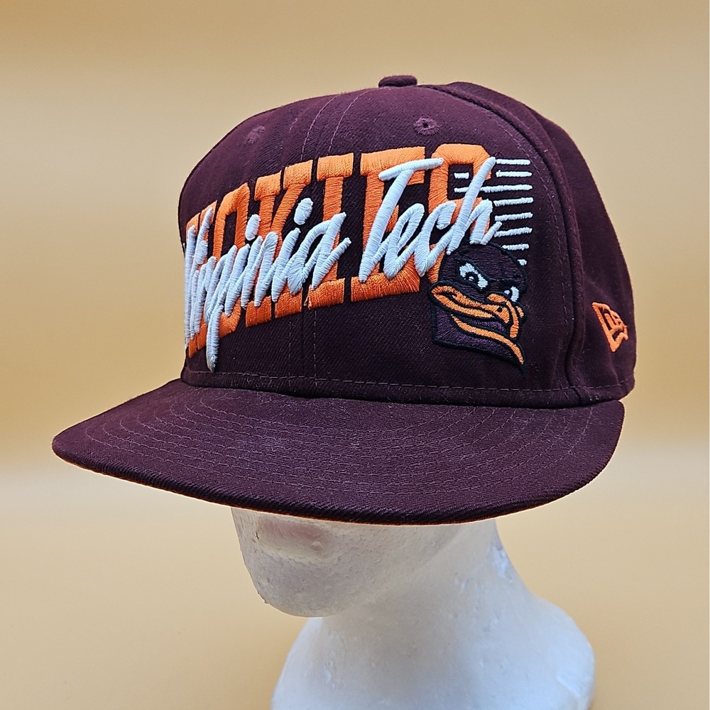 Virginia Tech Hokies New Era Fitted Hat Cap Size 7 59Fifty Maroon Orange NCAA